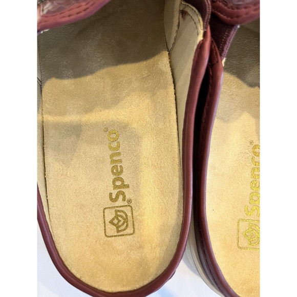 Spenco mules Women’s Burgundy Leather Mules Size  7 D Slip On Weave Horse Bit … - Picture 9 of 9